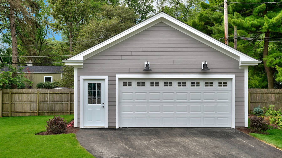 Modern Minimalist Garden Garage Door Wallpaper