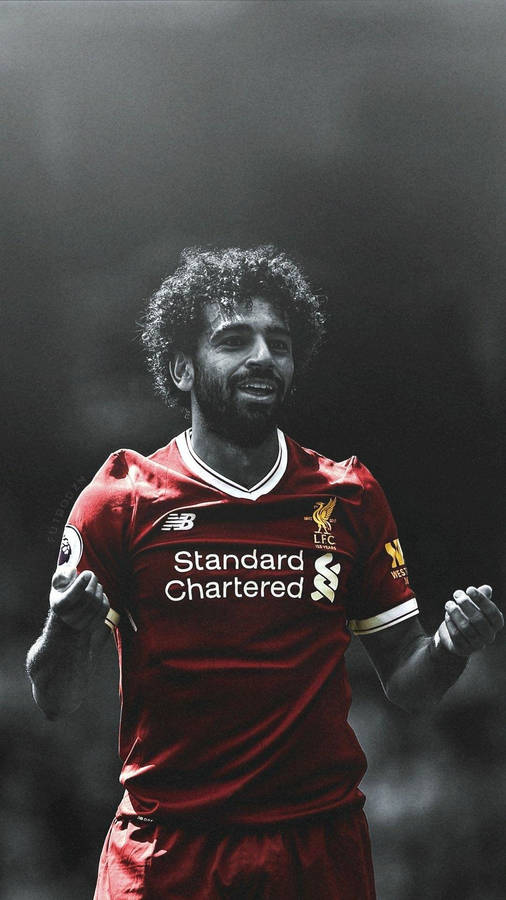 Mohamed Salah Monochrome Red Wallpaper