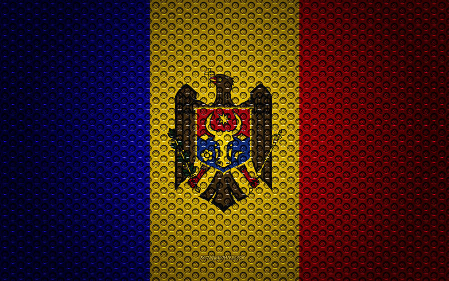 Moldova Flag With Metal Texture Wallpaper