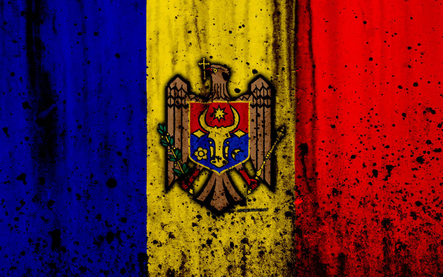 Moldova Flag With Paint Splatter Wallpaper