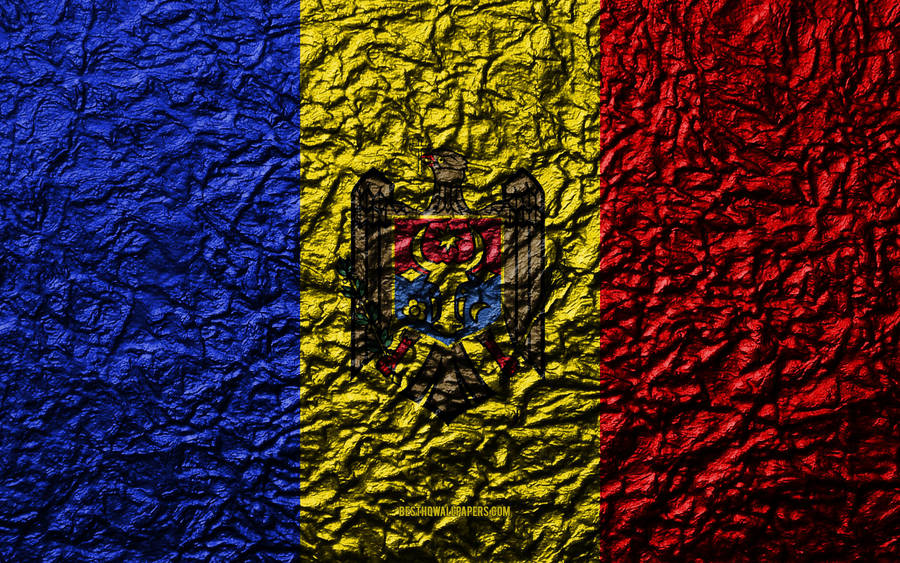 Moldova Flag With Rough Texture Wallpaper