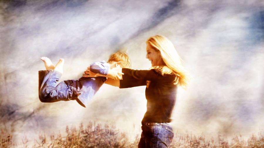 Mom And Son Lifting Wallpaper