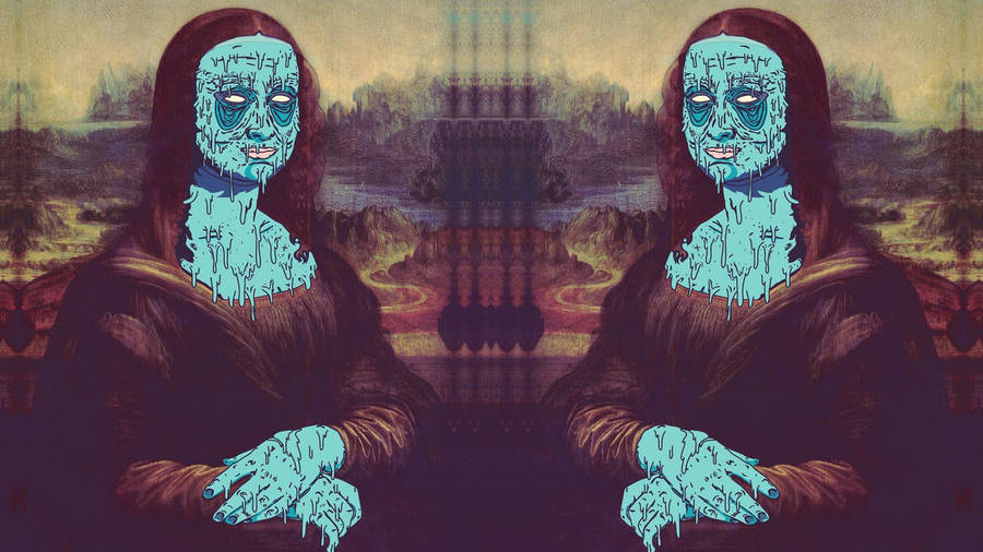 Mona Lisa Blue Grime Wallpaper