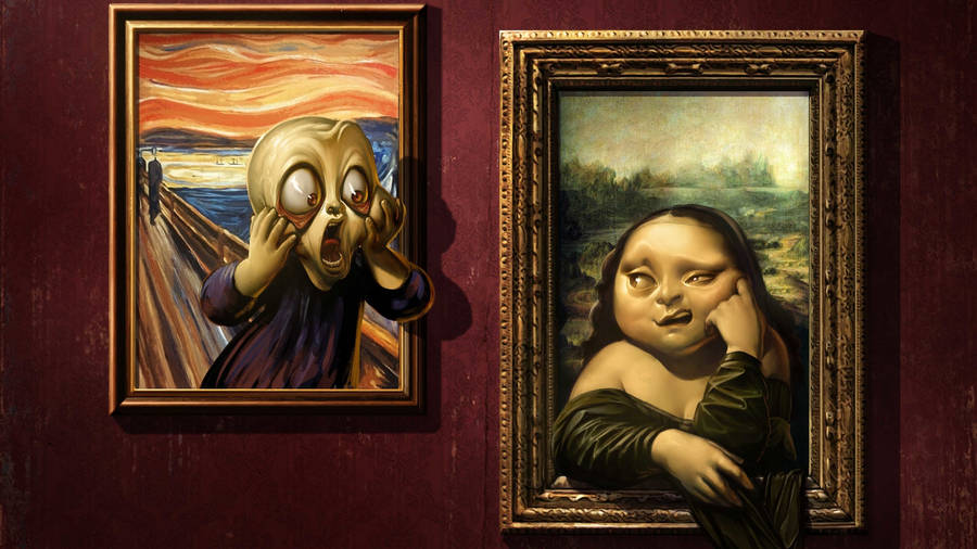 Mona Lisa X The Scream Cartoon Wallpaper