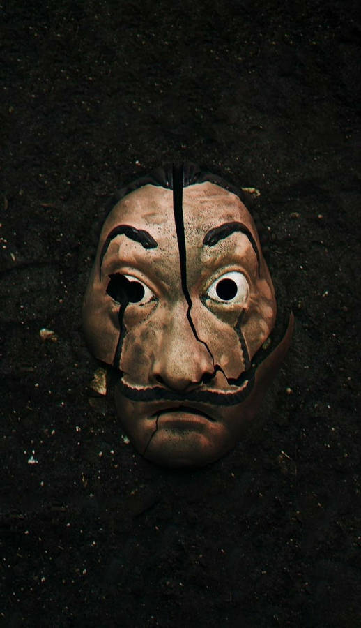 Money Heist Mask On Ground Portrait Wallpaper