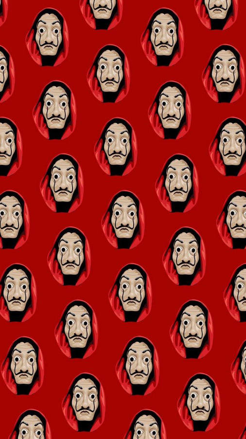 Money Heist Mask Pattern Wallpaper