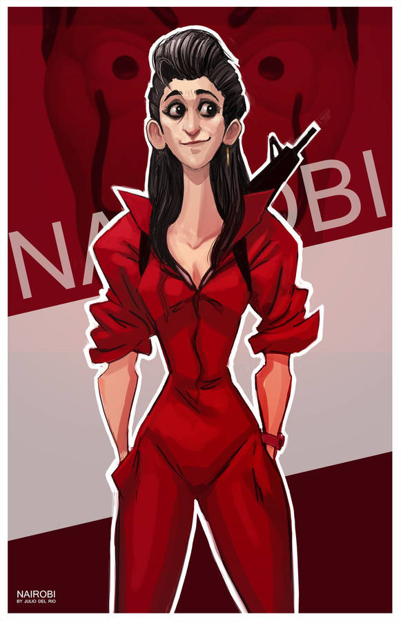 Money Heist Nairobi Cartoon Portrait Wallpaper