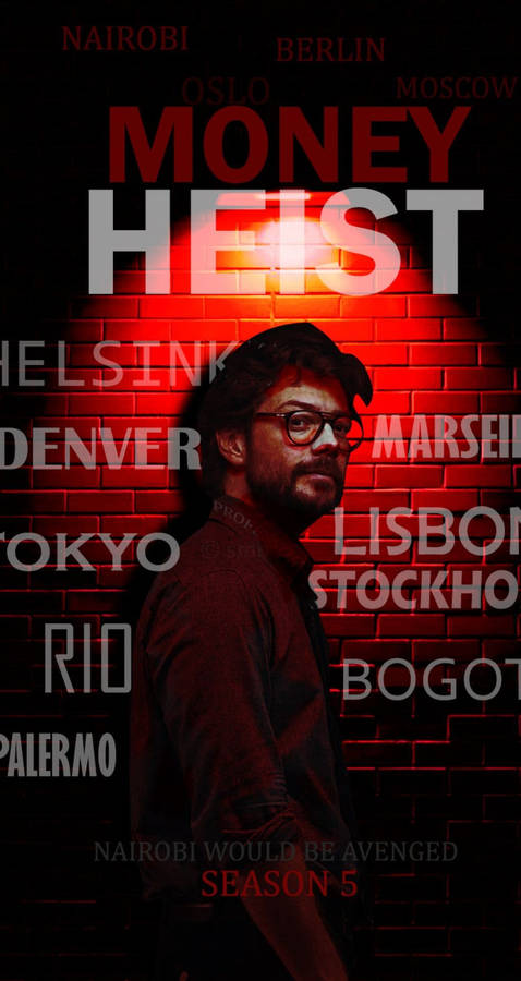 Money Heist Professor In Red Portrait Wallpaper