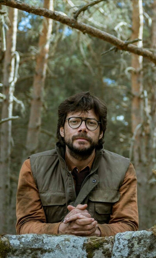 Money Heist Professor On Forest Portrait Wallpaper