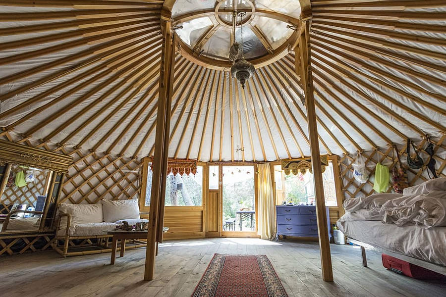 Mongolias Yurt Interior Wallpaper