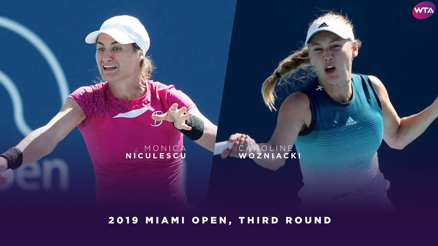 Monica Niculescu And Caroline Wozniacki On-court Rivalry Wallpaper