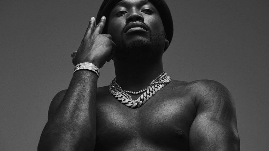 Monochromatic Illustration Rapper Meek Mill Wallpaper