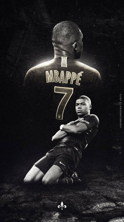 Monochromatic Kylian Mbappe 4k Wallpaper