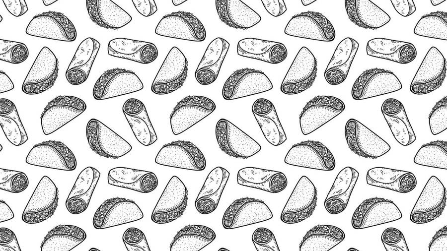 Monochromatic Tacos Drawing Wallpaper