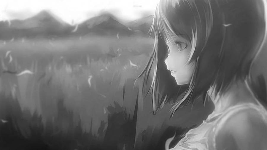 Monochrome Aesthetic Anime Emo Girl Wallpaper