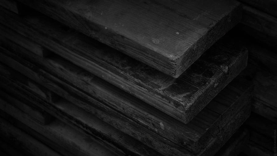 Monochrome Black Color Wood Wallpaper