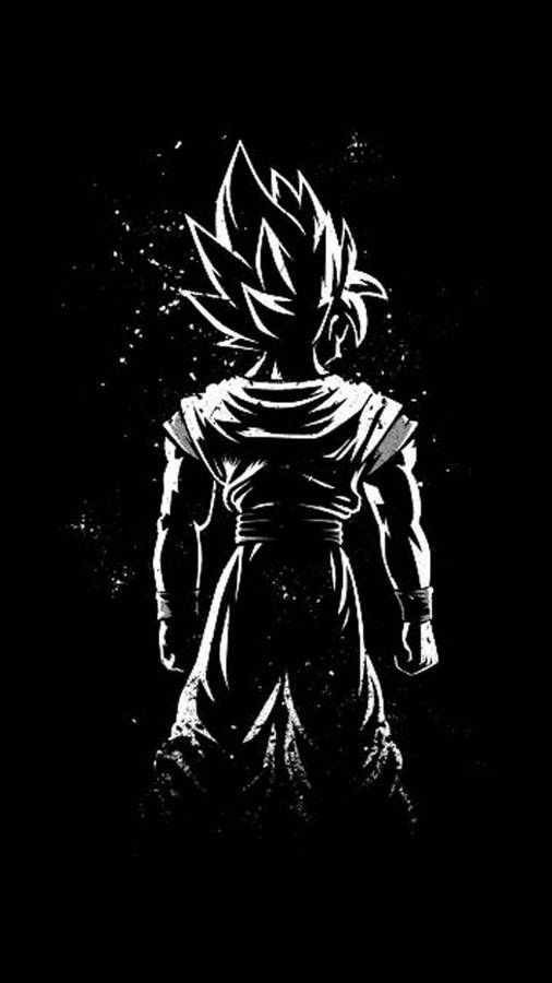 Monochrome Black Goku Phone Wallpaper