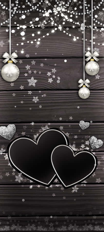 Monochrome_ Hearts_and_ Ornaments_ Background Wallpaper