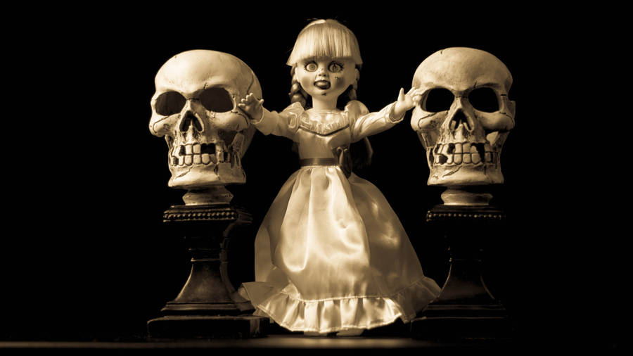 Monochrome Little Annabelle Doll Wallpaper