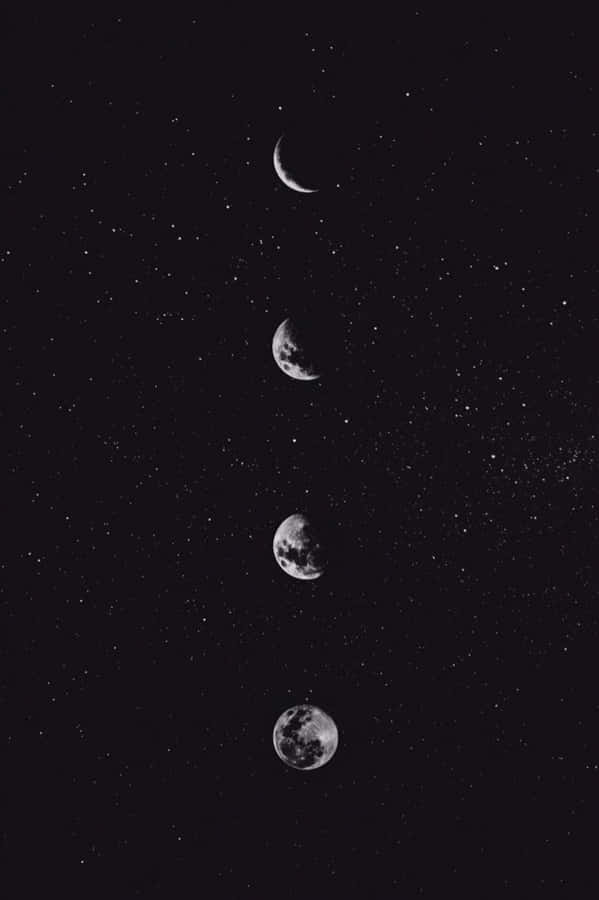 Monochrome Phases Of The Moon Wallpaper