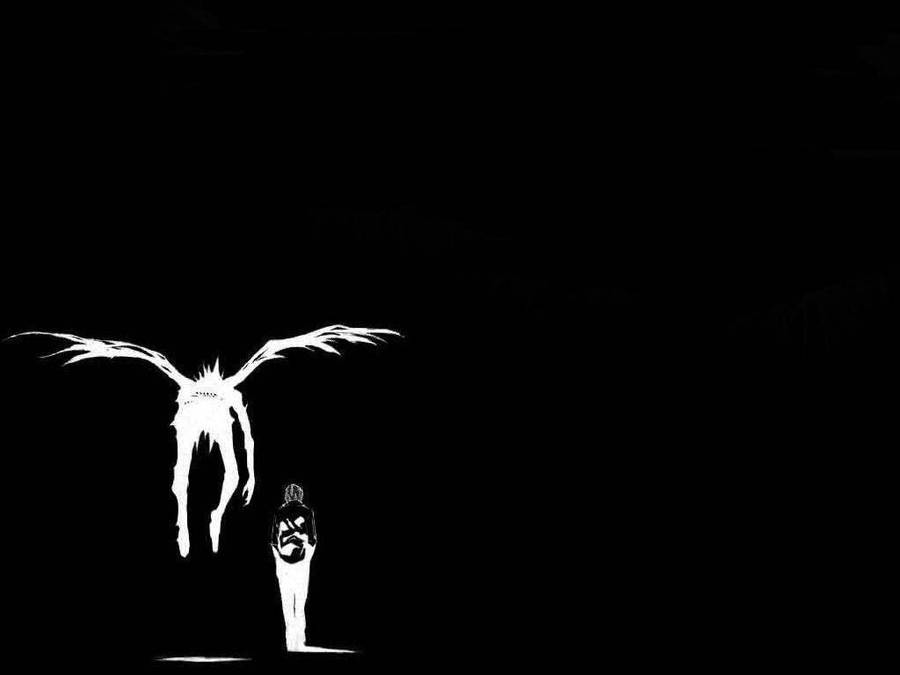 Monochrome Ryuk And Light Wallpaper