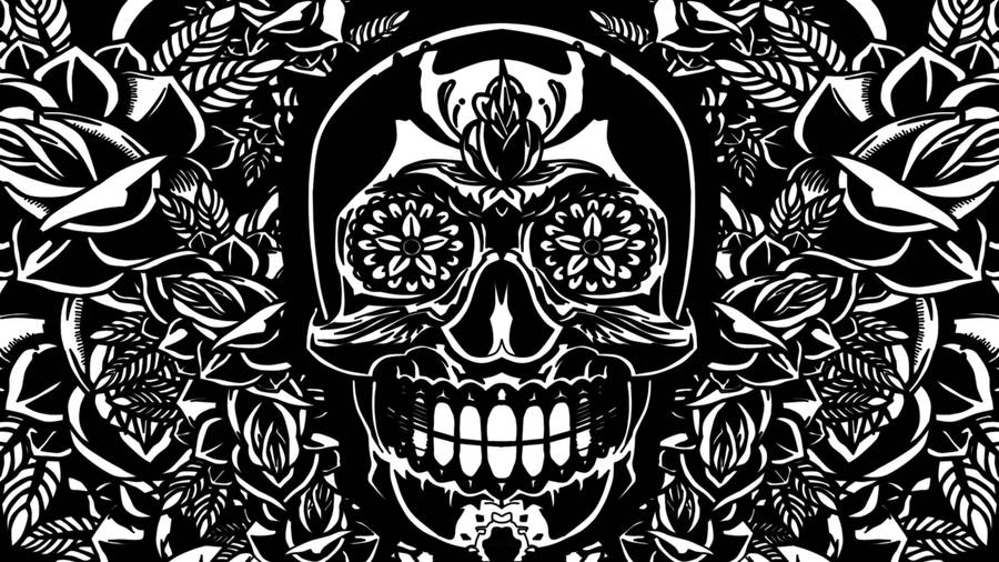 Monochrome Sugar Skull Design Wallpaper