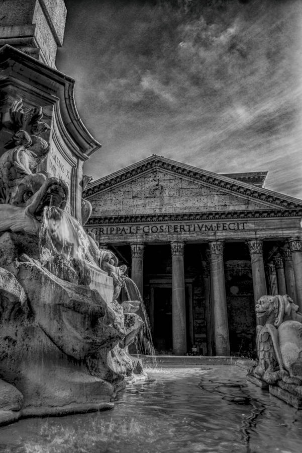 Monochrome Temple In Rome Wallpaper