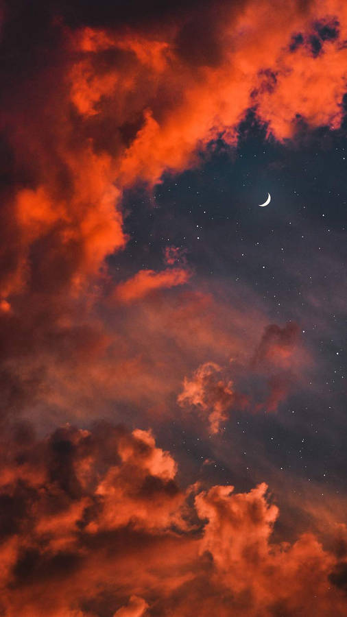 Moon Aesthetic Bloody Clouds Wallpaper