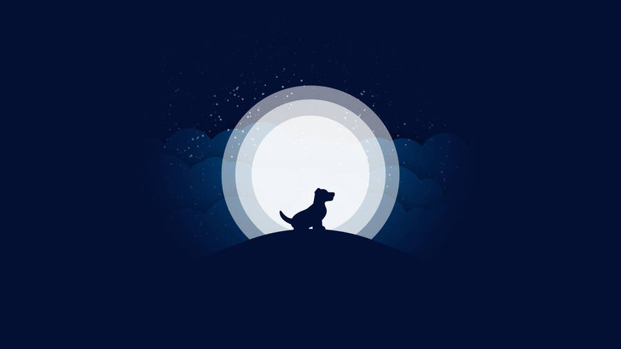 Moon And Dog Art Wallpaper