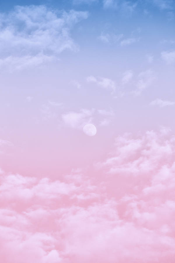 Moon Blue And Pink Cloud Aesthetic Wallpaper