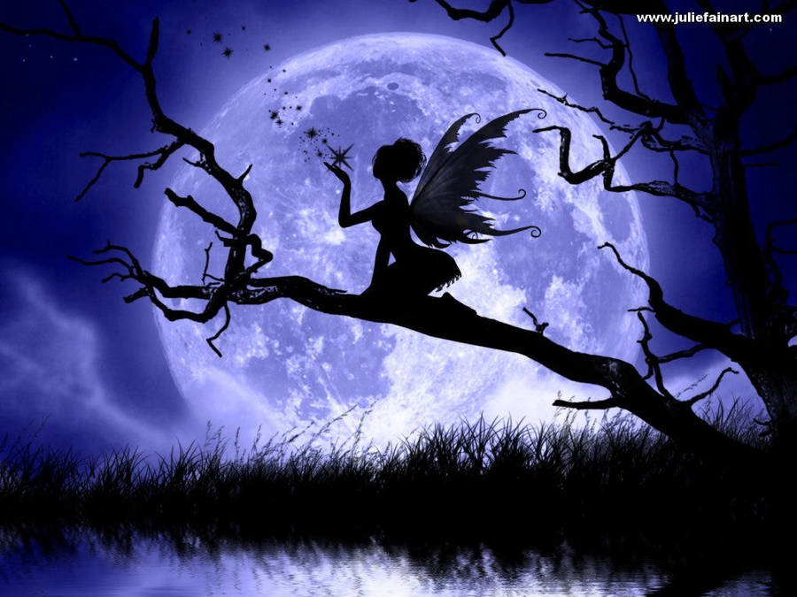 Moon Fairy Silhouette Wallpaper