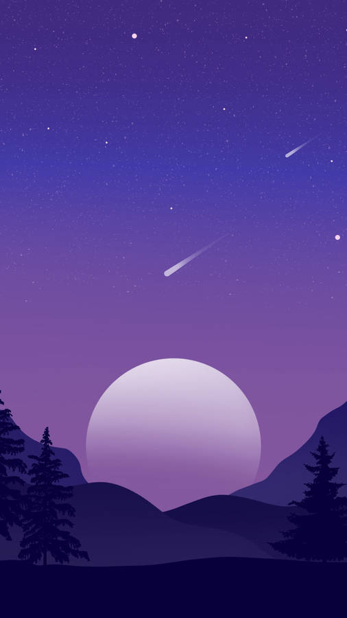 Moon On Dark Purple Night Sky Wallpaper