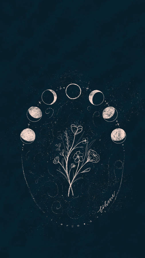 Moon Phase Sketch New Phone Wallpaper