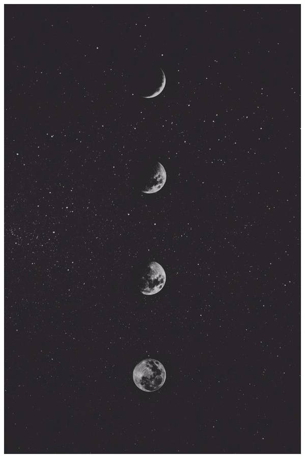 Moon Phases Dark Grey Iphone Wallpaper