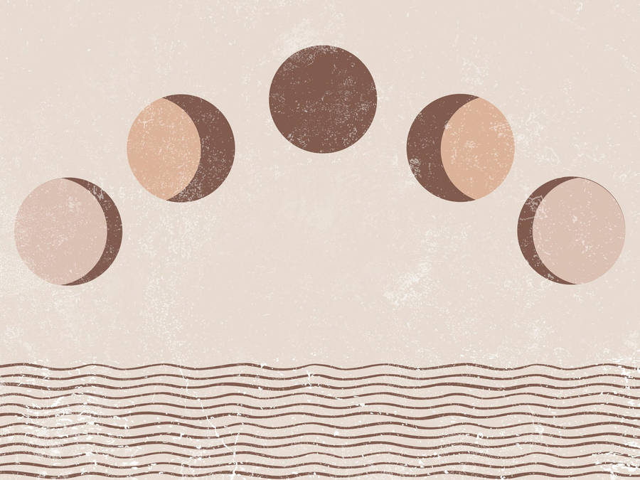 Moon Phases In Neutral Background Wallpaper