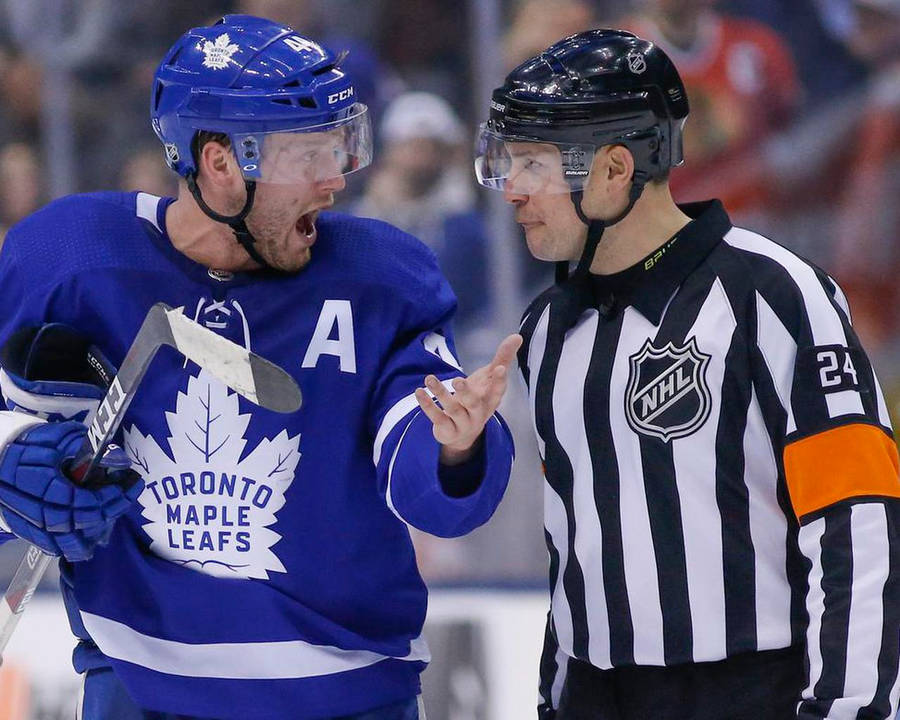 Morgan Rielly Talking To Referee Wallpaper