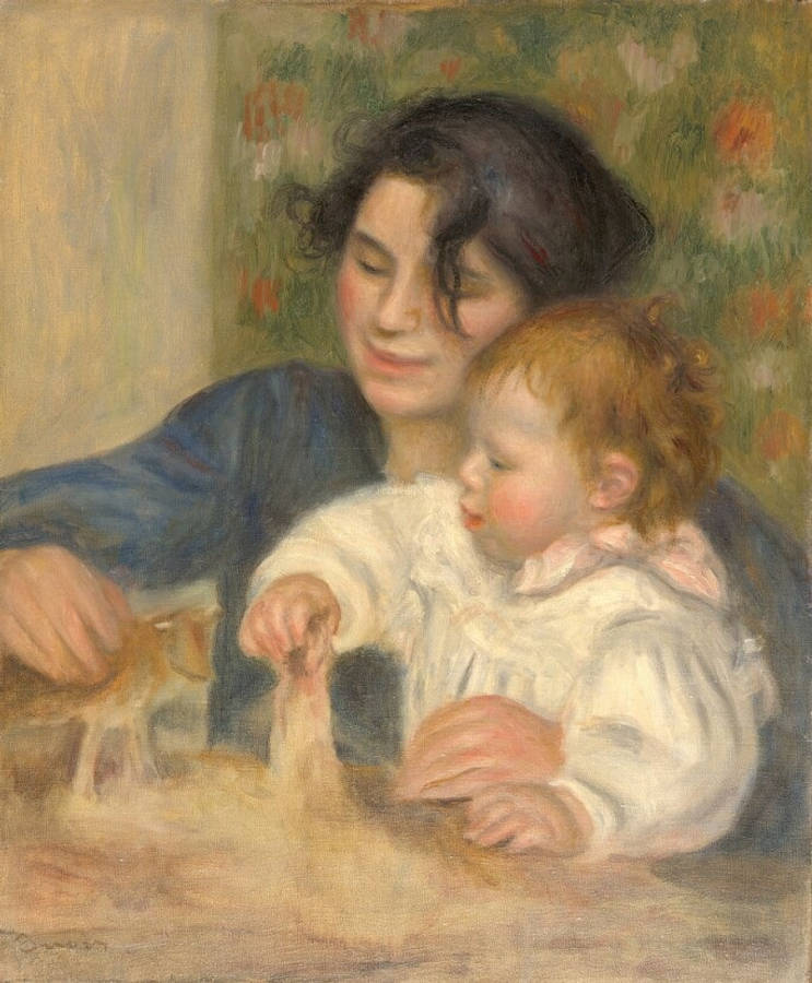 Mother And Child By Renoir Wallpaper