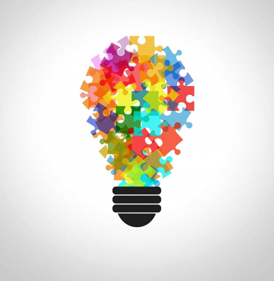 Motivation Colourful Puzzle Lightbulb Wallpaper