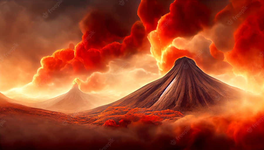 Mount Tambora Vector Art Wallpaper