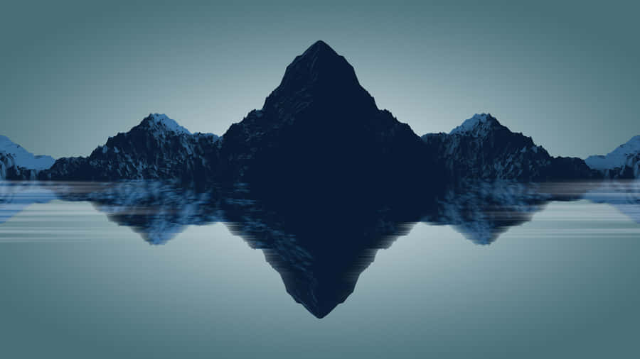 Mountain Island On Calm Lake Minimal Background Wallpaper