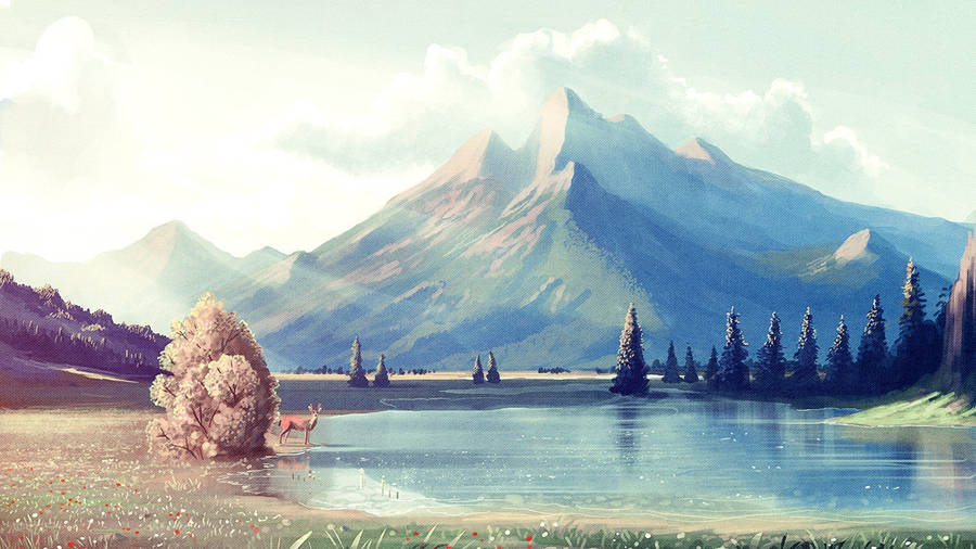 Mountain Painting Full Hd 1600x900 Wallpaper