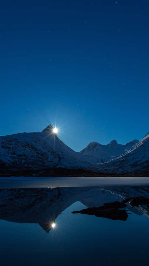 Mountain Peak Sunstar Reflection Wallpaper