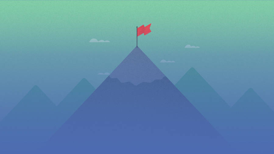 Mountain With Flag Material Design Wallpaper