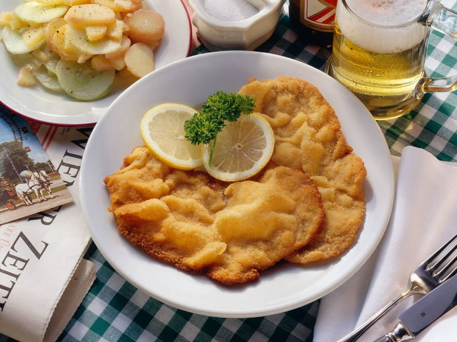 Mouthwatering Sight Of Wiener Schnitzel Wallpaper