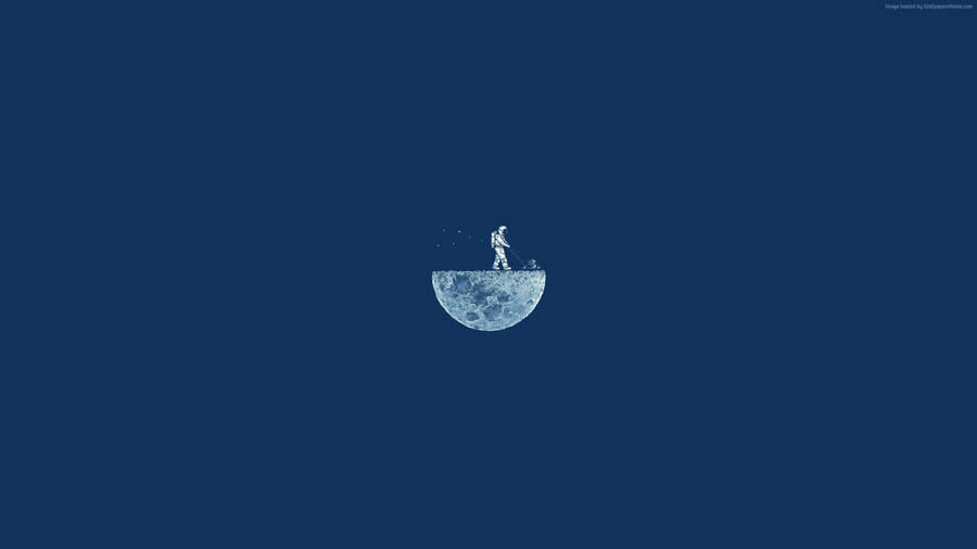 Mowing Astronaut Minimalist Aesthetic Laptop Wallpaper