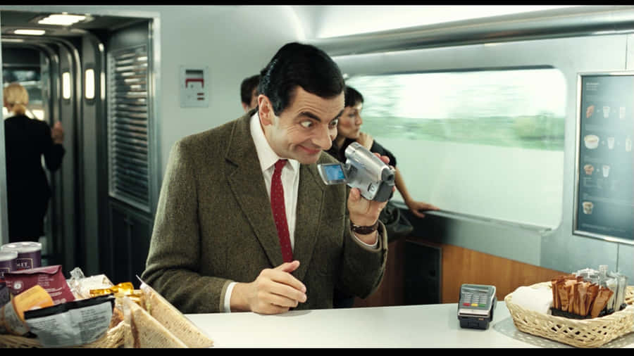 Mr Bean Train Camcorder Scene Wallpaper