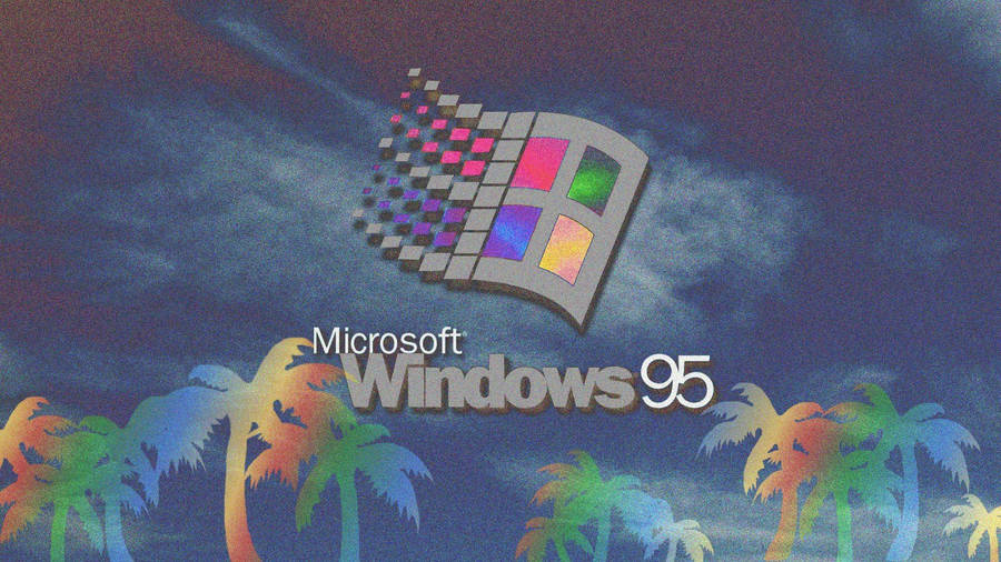 Ms Windows 95 Rainbow Palm Trees Wallpaper