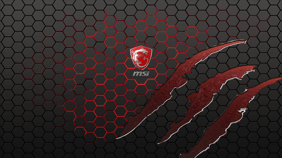 Msi Red Scratch On Black Honeycomb Wallpaper