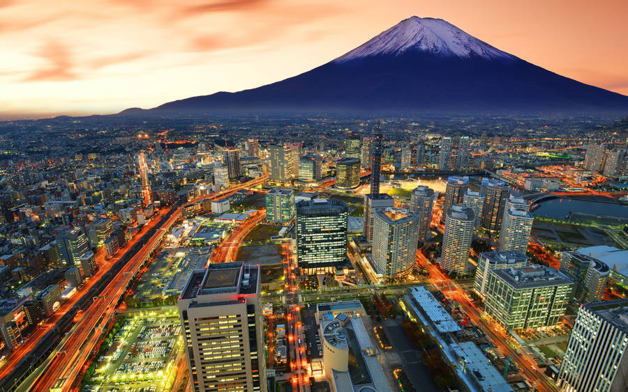 Mt. Fuji And Yokohama City Wallpaper