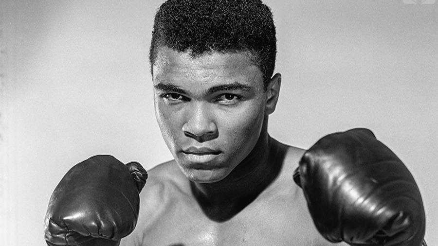 Muhammad Ali Greyscale Portrait Wallpaper